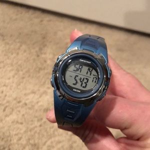 Blue on blue Marathon running watch